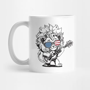 Cute baby lion playing guitar - funny saying Mug